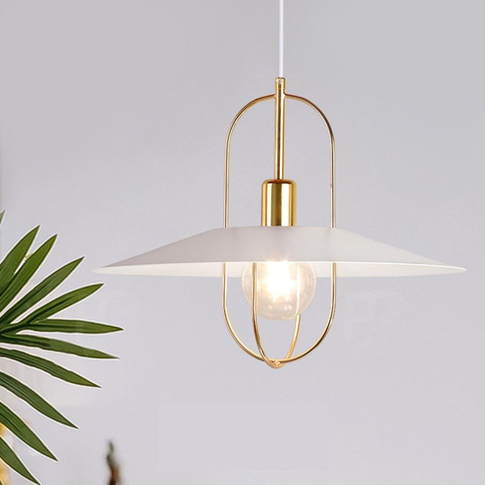 Industrial Style Metal Flat Shade 1-Light Pendant Lamp