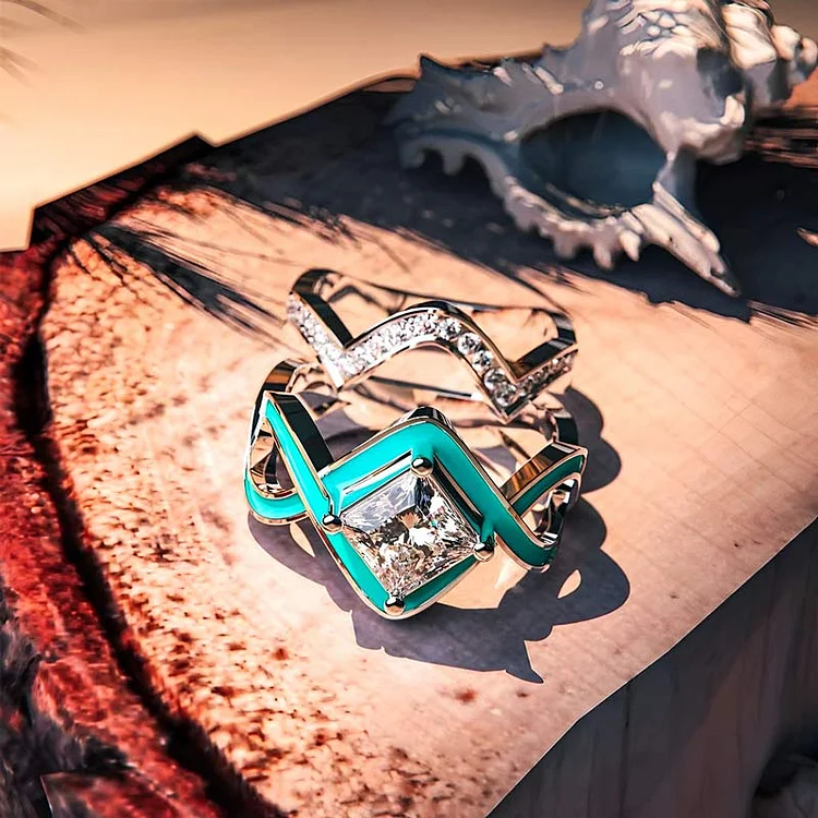 Sea Seeker Turquoise Ocean Wave Ring