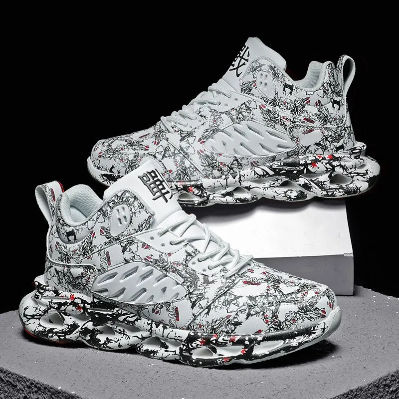 New Men Sneakers Outdoor Graffiti Men Non-slip Basketball Shoes Mesh Breathable Men's Casual Shoes Male Sport Jogging Shoes