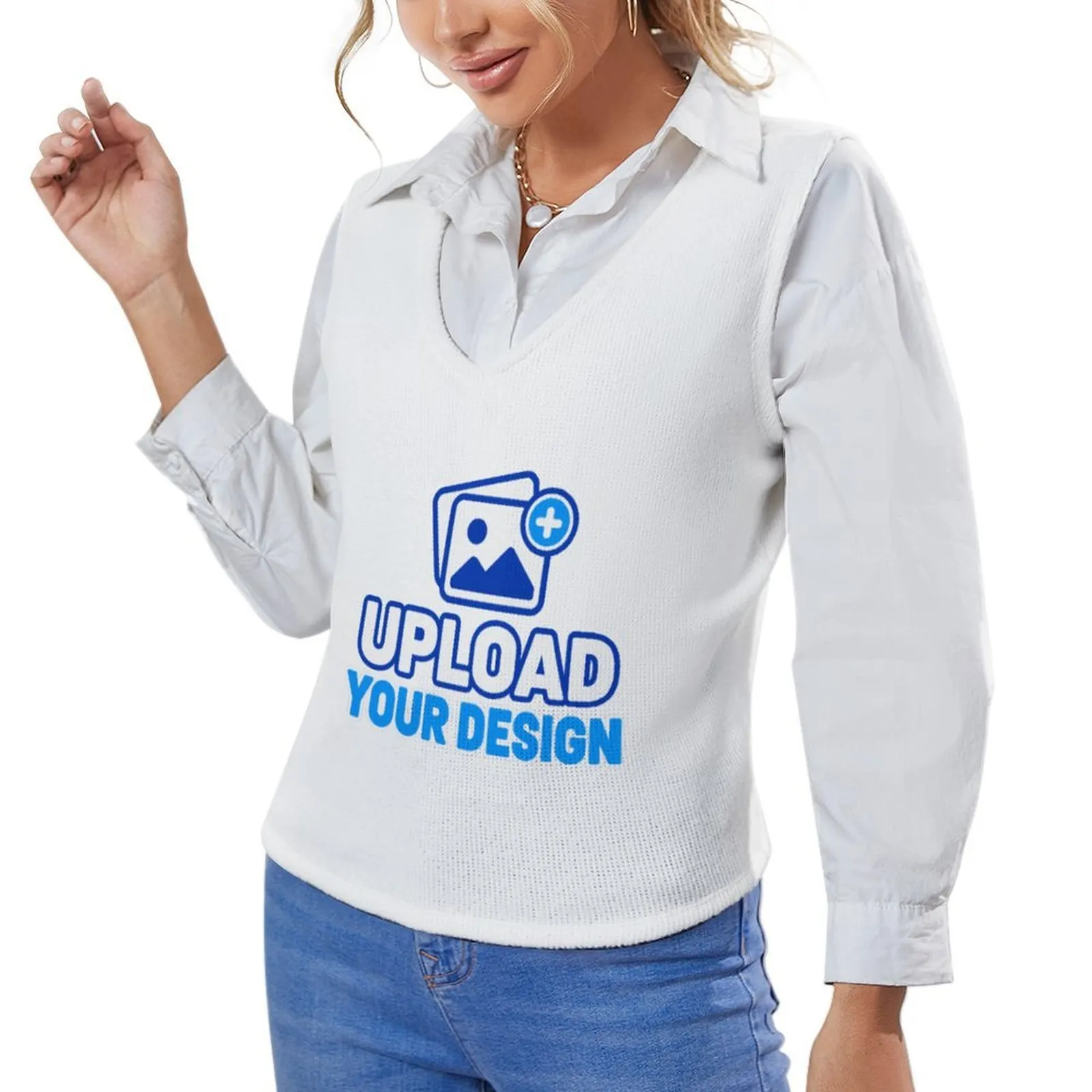 Oversized V-Neck Sweater Vest &ndash; personalized print product image 9