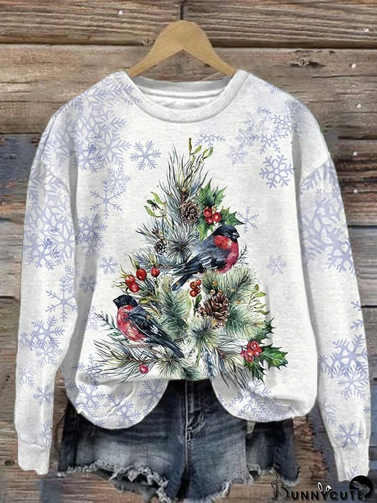 Women's Christmas Tree Pattern Print Sweatshirt