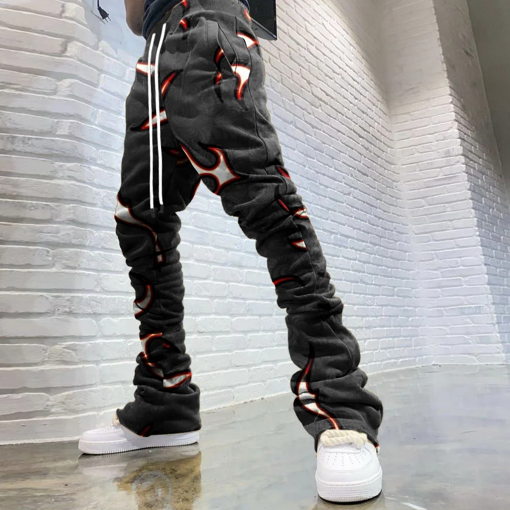 Casual Lightning Print Sports Flare Pants