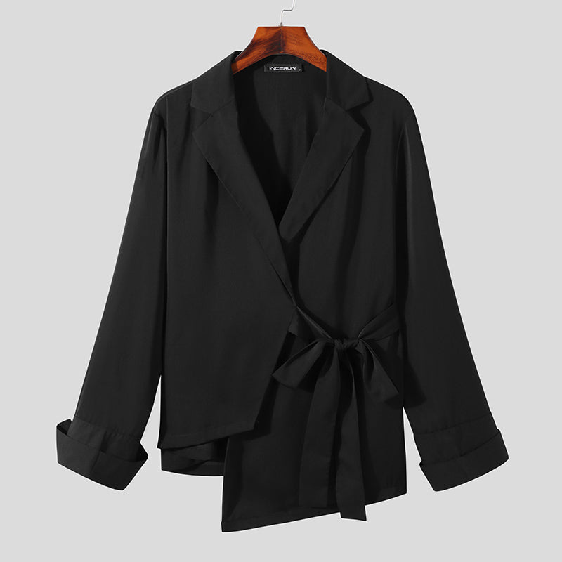 Aonga - Men's Irregular Placket Lace-up Jacket H aonga