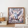 Owl And White Rose-Full Round Diamond Painting 30*30CM