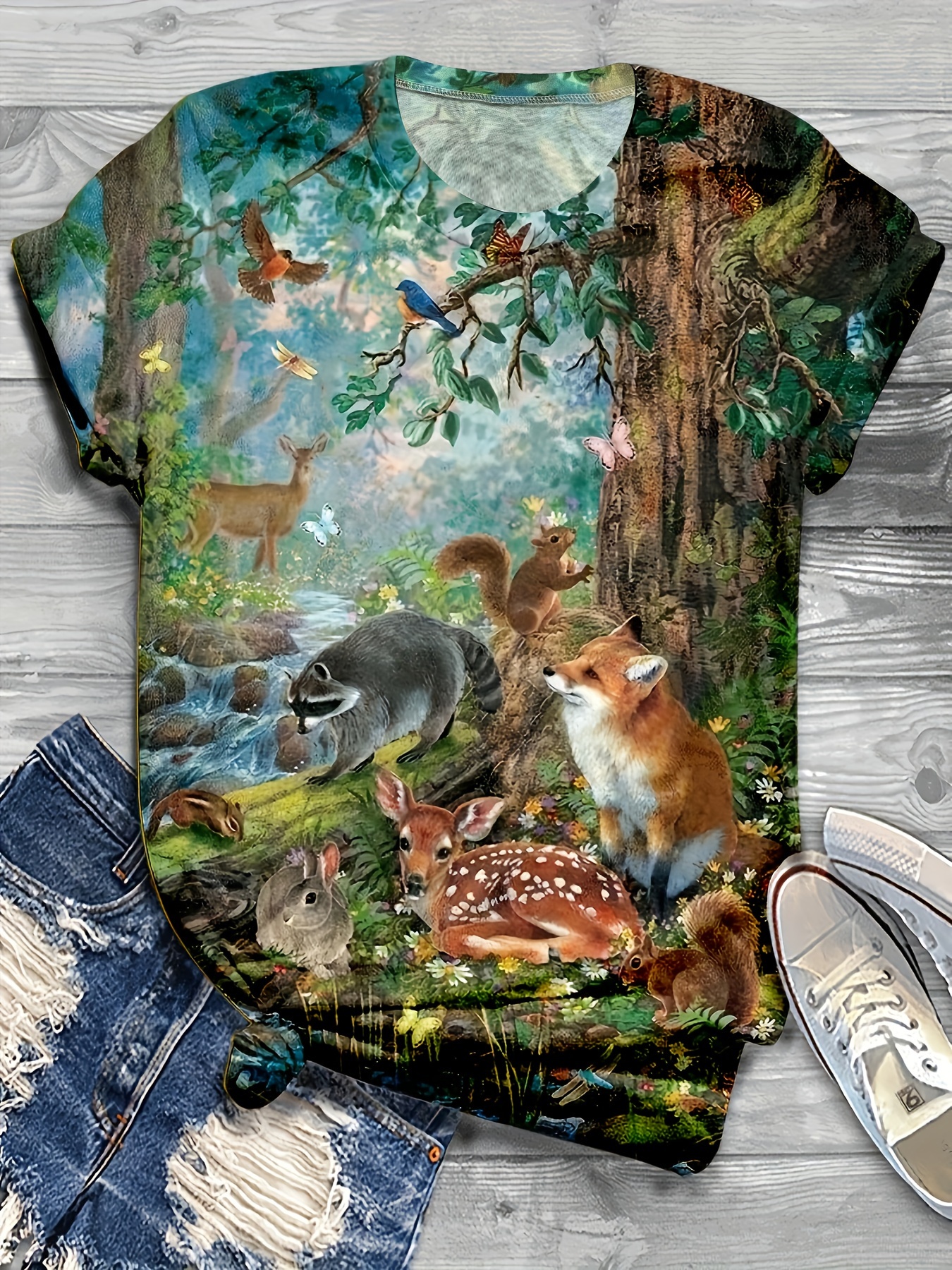 Animal Print Crew Neck T-Shirt, Casual Short Sleeve T-Shirt For Spring & Summer, Women's Clothing | IFYHOME