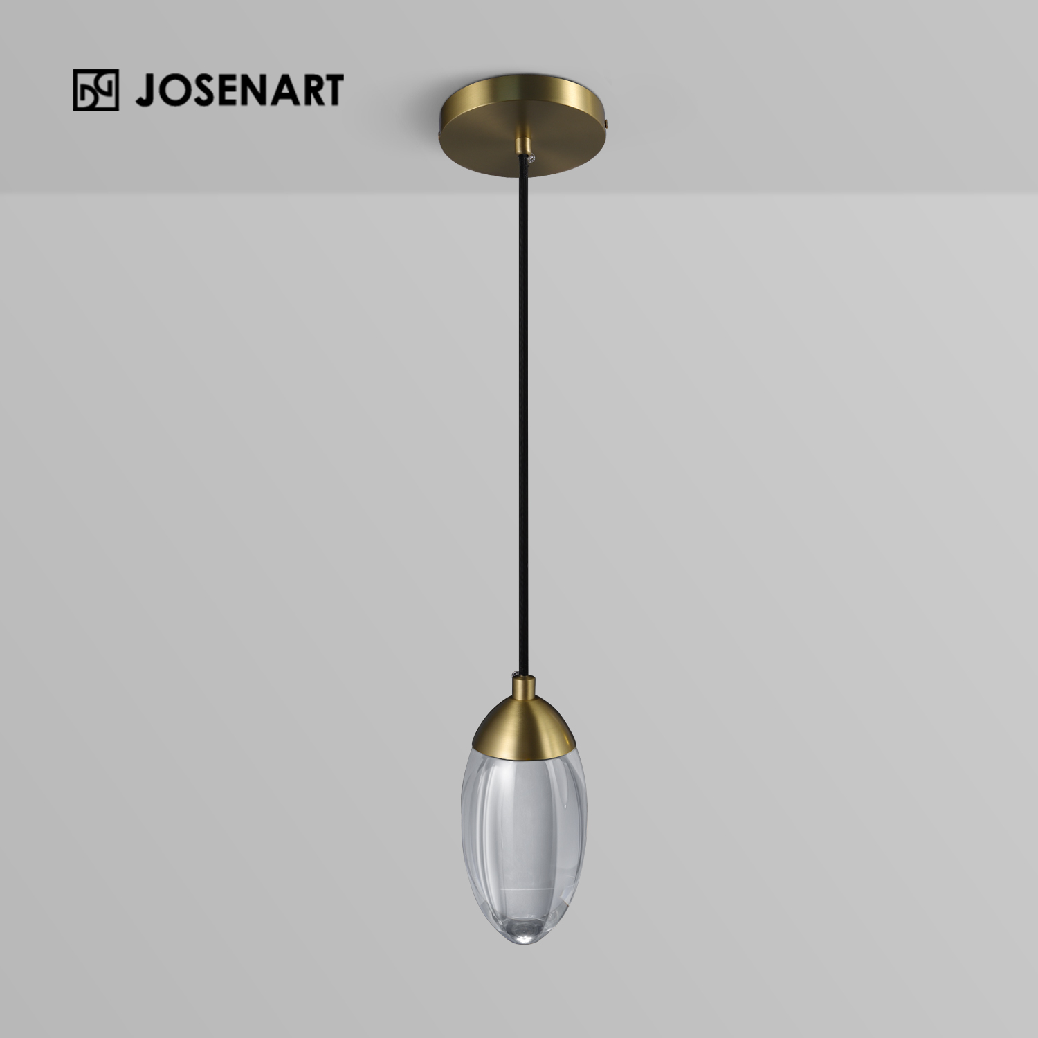  Modern Oval Colorful Crystal LED Pendant in Brass JOSENART Josenart