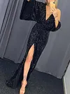 Sequined Asymmetric Evening Maxi Dress