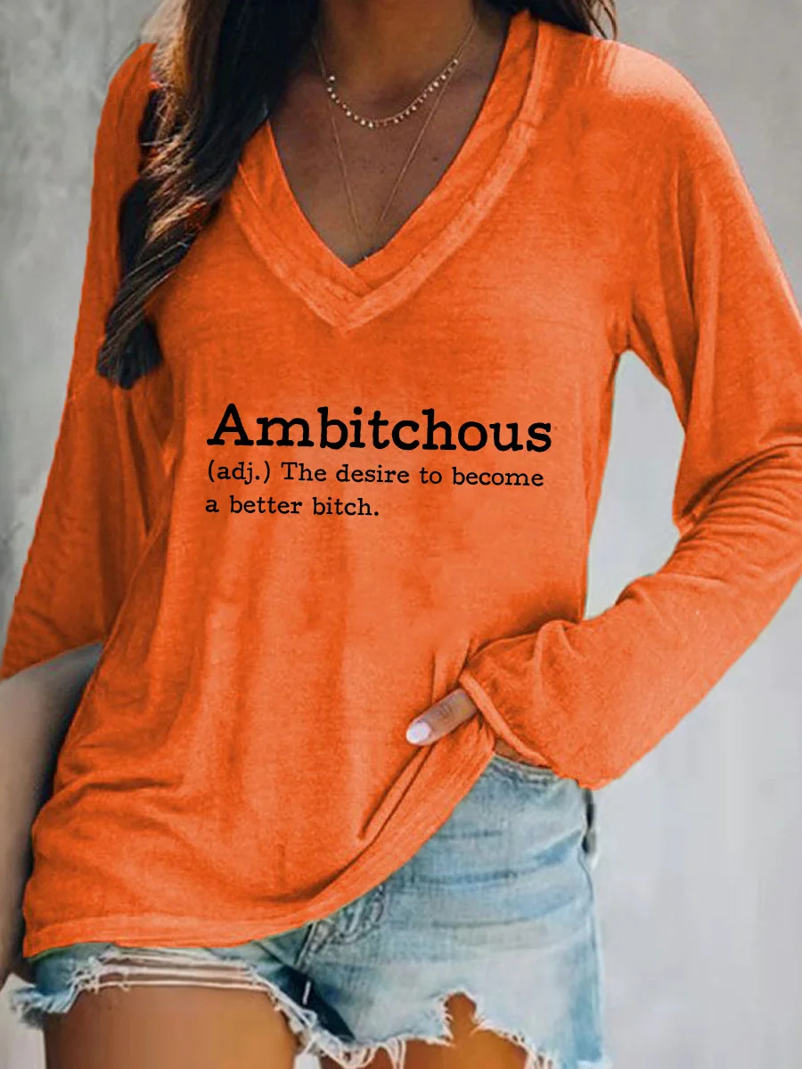 Ambitchous V-neck Long Sleeve T-shirt