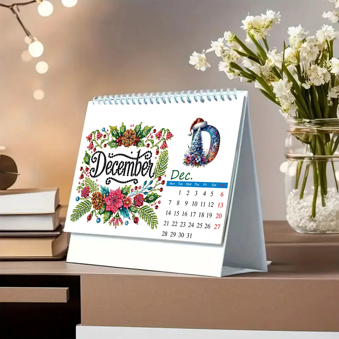 2026 Calendar Diamond Painting Kit DIY Diamond Art Desk Calendar for Home Office