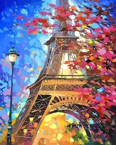 Landscape Eiffel Tower Paint By Numbers Kits UK With Frame GX067