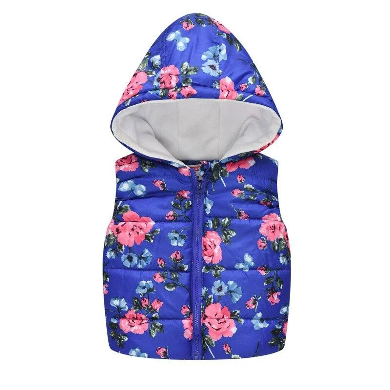 2020 new autumn and winter casual printed flower vest sleeveless top girl jacket girl vest child jacket