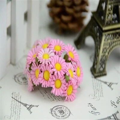 10pcs/lot Mini Silk Daisy Artificial Flowers Bouquet Multicolor Scrapbooking Flower flowers DIY Ball Stamen Wedding Decoration