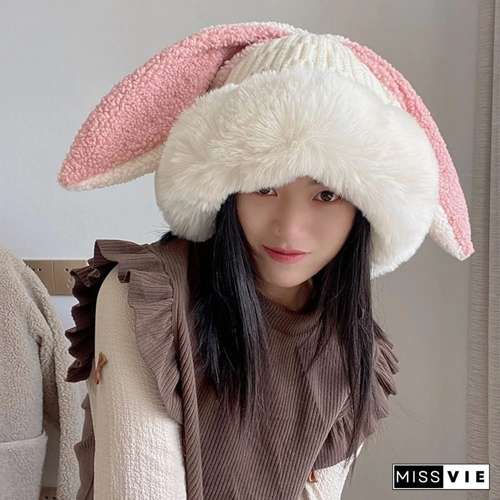 Cartoon Bunny Ears Fleece Hat