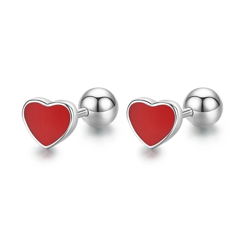 1 Pair 925 Sterling Silver Star Heart Shape Ear Studs