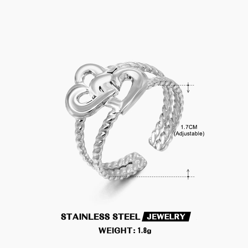 304 Stainless Steel 18K Gold Plated IG Style Plating Heart Shape Open Ring