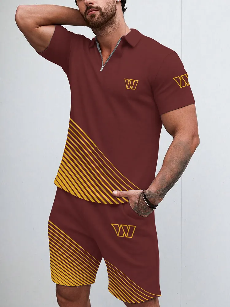 Washington Commanders Limited Edition ZIP Polo Shirt And Shorts Two-Piece Suits