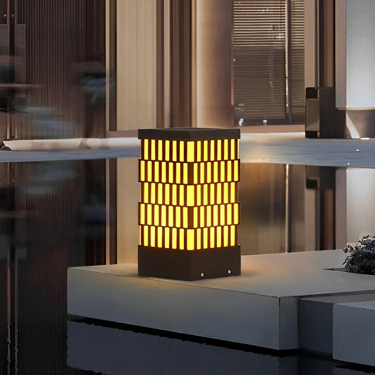 Retro Grid Designed Waterproof LED Black Modern Lawn Lamp Outdoor Lighting - Appledas