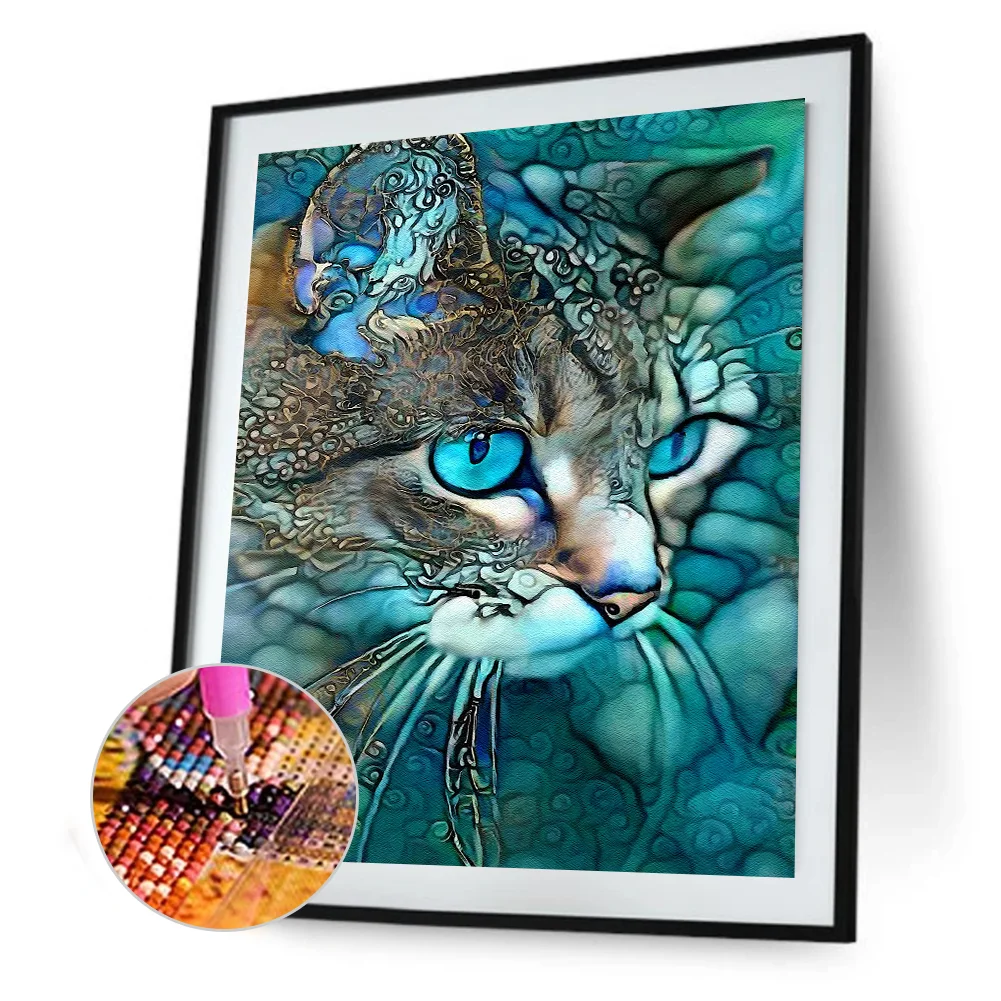 Diamond Painting - Full Round Drill - Blue Cat