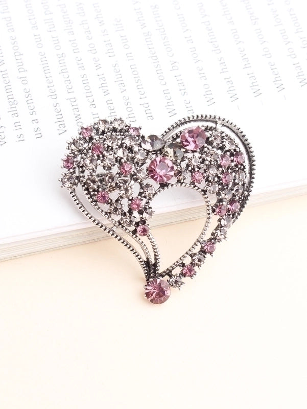 Sweet Shiny Heart Shape Alloy Inlay Rhinestones Women’s Brooches