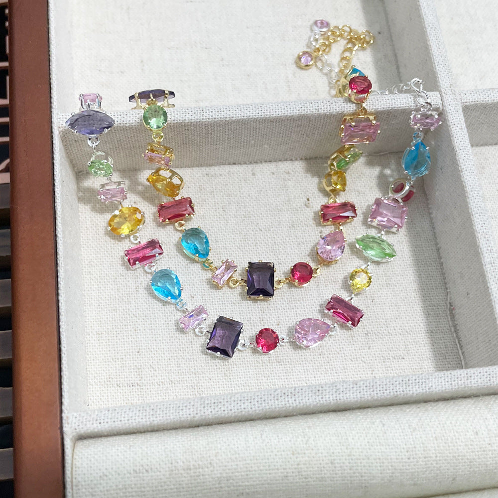 Japanese / Korean Women Tennis / Diamond Line Artificial Crystal Diamond Inlay Bracelets