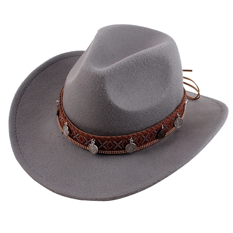 Spring And Summer Style Woolen Cloth Cowboy Hat Men And Women Couples Ethnic Style Roll-up Hat Sunshade Hat Jazz Hat