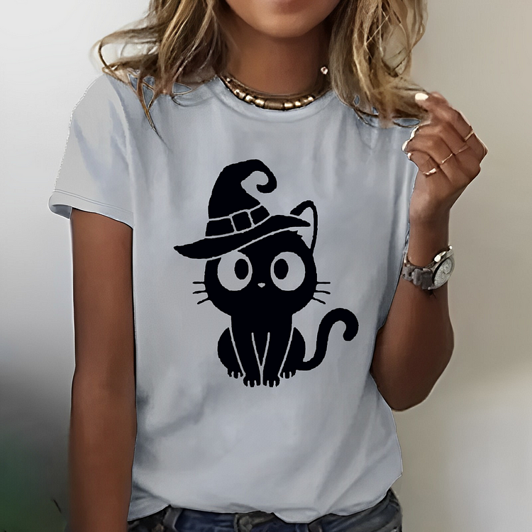 Halloween Womans Cat T-shirt