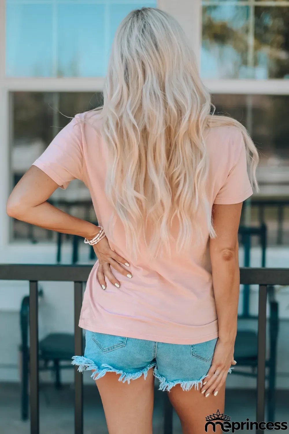 Pink Plain Crew Neck Short Sleeve Tee