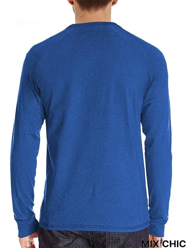 Men's Long Sleeve T-Shirt Solid Color Casual Top Basic Non-Printing Shirt Soft Touch Daily Wear