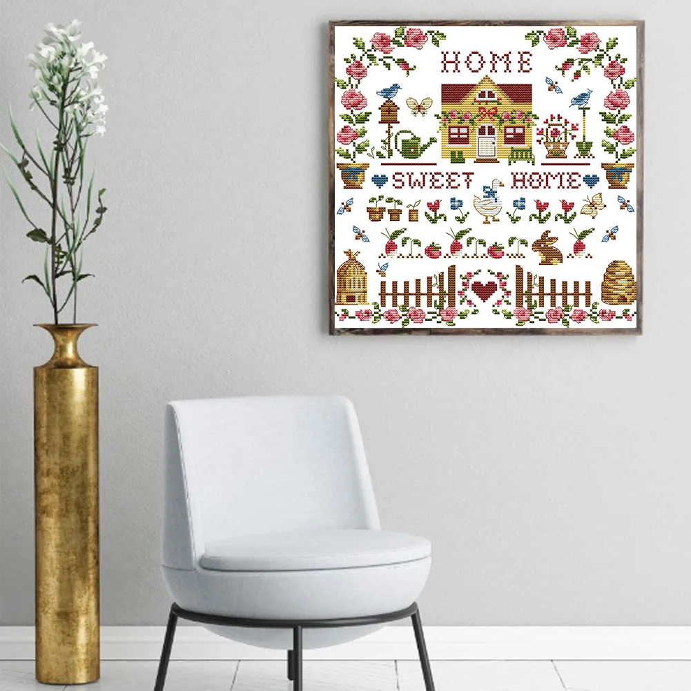 Partial Printed Cross Stitch 14CT - Sweet Home(31*31cm)