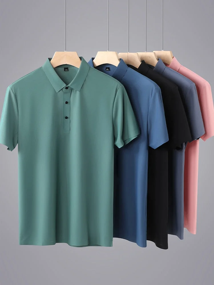 Inongge Summer Men Polo Shirts New Classic Short Sleeve Tee Breathable Cooling Quick Dry Nylon Polos Men Golf T-shirt Plus Size 8XL