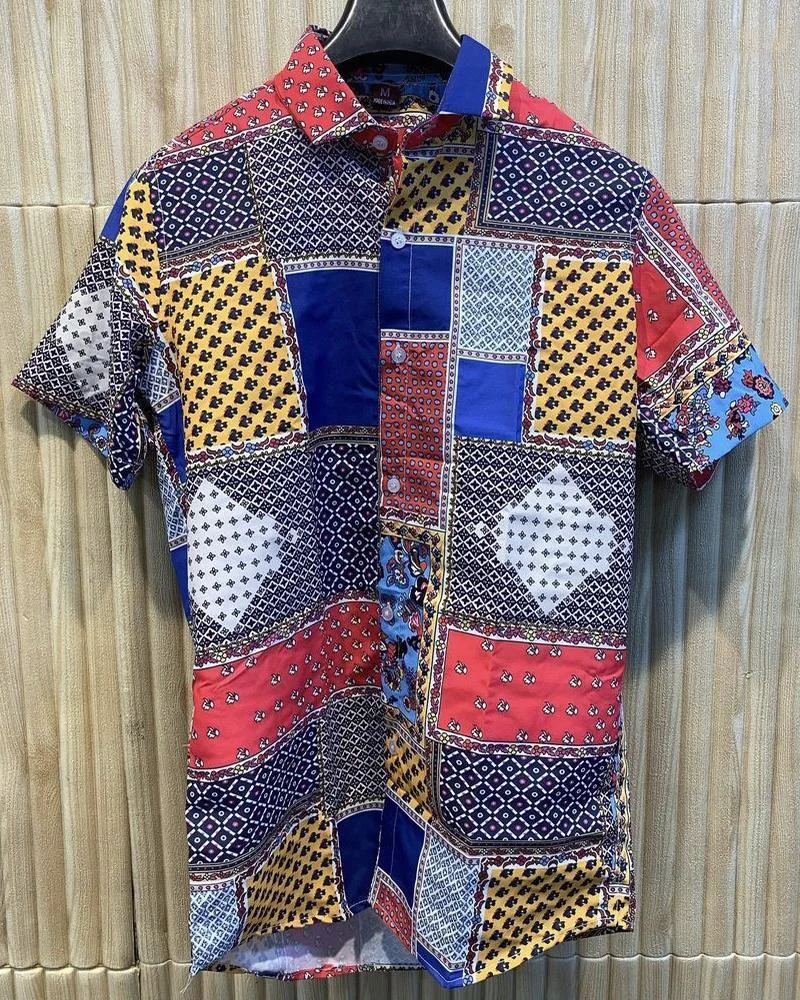 Men Spliced Casual Shirts
