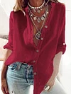 Pure Cotton Solid Color Long Sleeves Shirts Tops