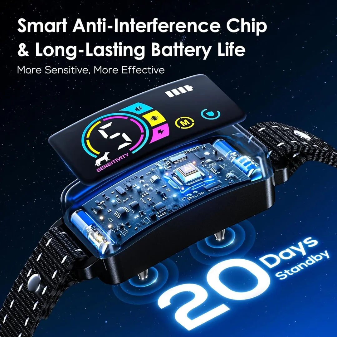 BEBANG Dog Bark Collar, 4 Modes Bark Shock Collar for Small Medium Large Dogs, Anti Barking Device with 5 Adjustable Sensitivity