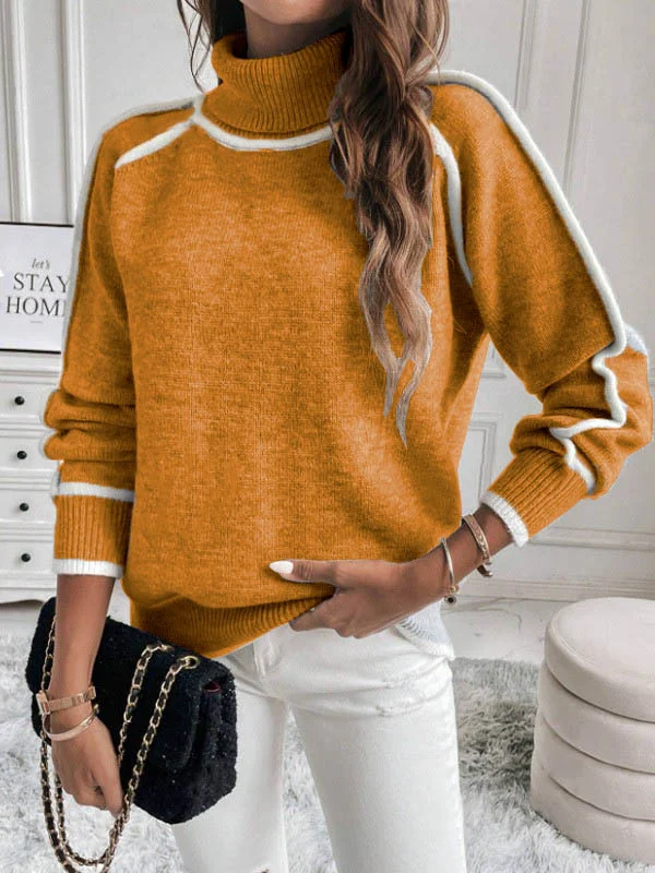 Athvotar Athvotar And Winter Knitted Shirt Women's Jacket Long-Sleeved High-Necked Top Solid Color Loose Casual Jump Sweater