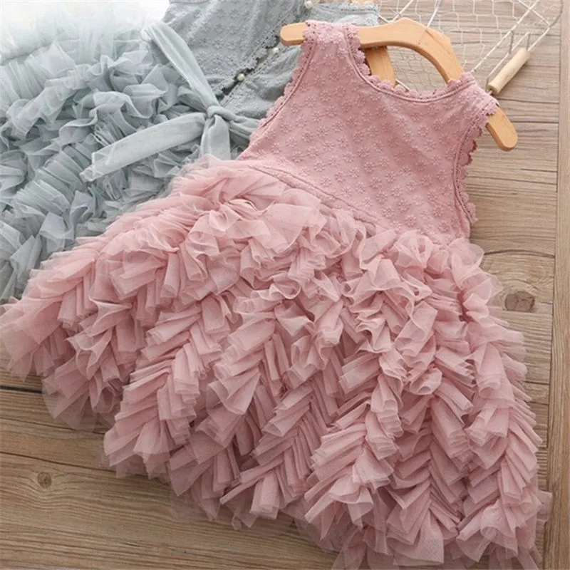Summer Dresses for Girls Lace Tulle Ball Design Baby Girl Dress Party Dress For 3-8 Years Infant Dresses for toddler girl