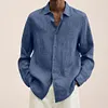 Gioiacombo&trade; Camicia da uomo in cotone e lino a tinta unita sciolta nuova
