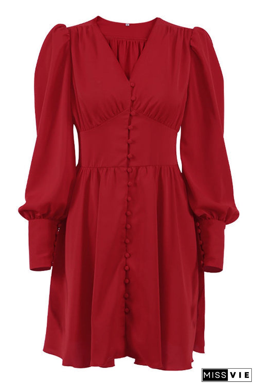 Cuff Buff Long Sleeve Button Dress