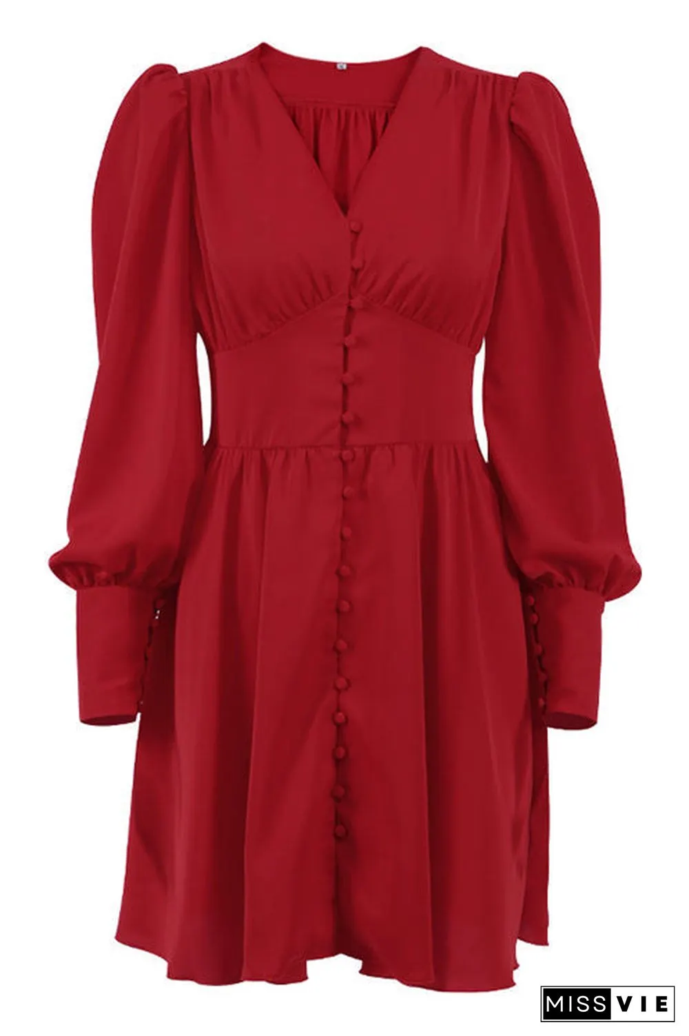 Cuff Buff Long Sleeve Button Dress