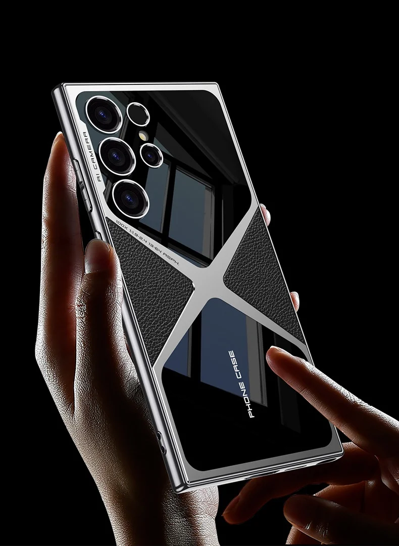 Suitable for Samsung S24/23 electroplated plain leather mobile phone case