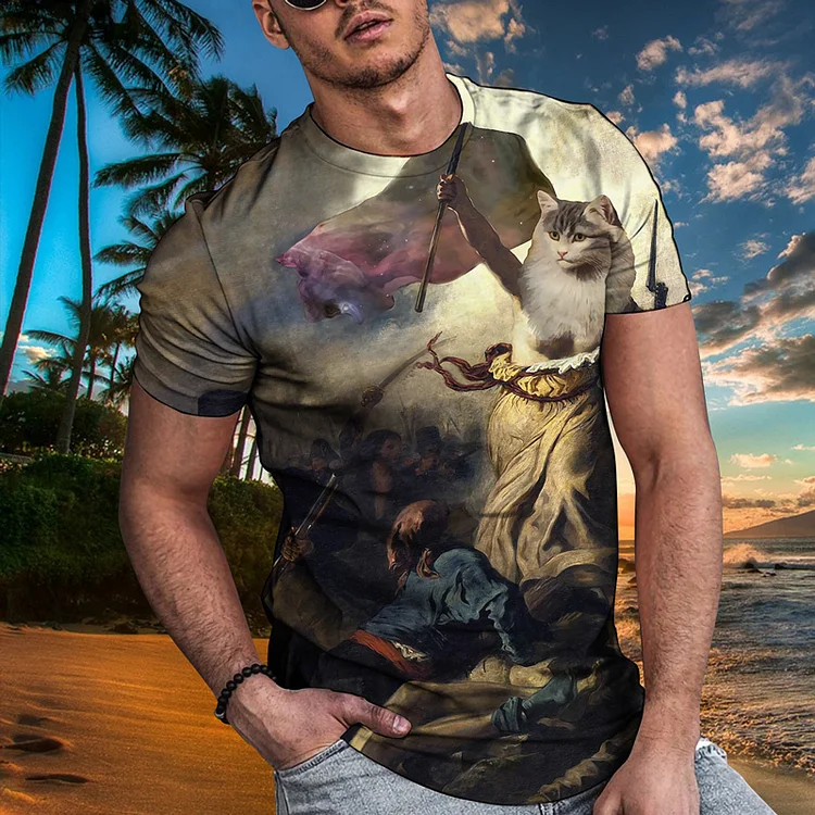 Cats Printed Summer Short Sleeve Men's T-Shirts at Hiphopee