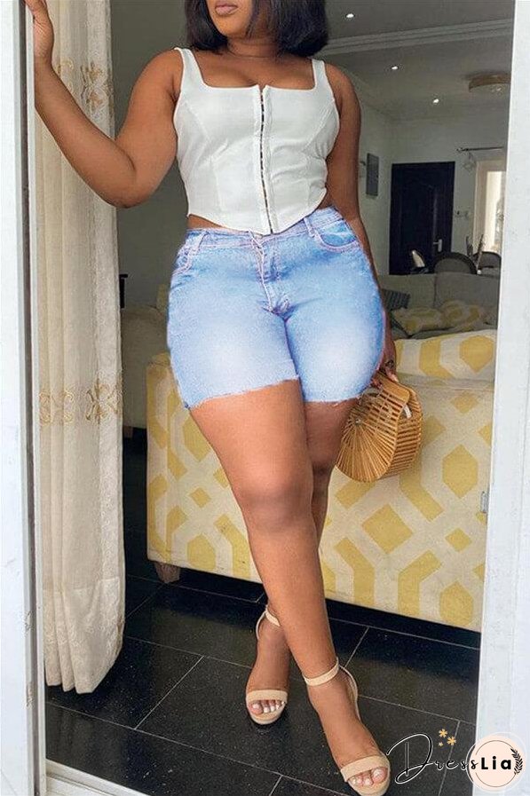 Fashion Casual Basic Straight Denim Shorts