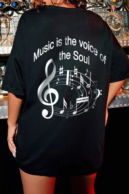 MUSIC IS THE VOICE OF THE SOUL Graphic Printing Casul Women's Short-sleeved T-shirt