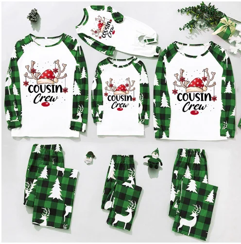 Christmas Plaids Holiday Print Long John Family Matching Pajama Set