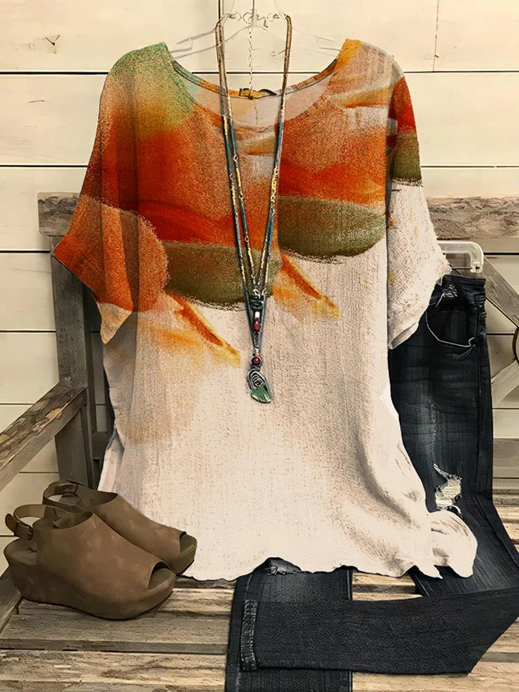 Comfortable Casual T-Shirt With Dye Gradient