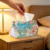 (24cm)Ocean Butterfly Rose 24cm DIY Diamond Painting Rhinestones Decorative Tissue Box Reusable Crystal Mosaic PU Tissue Holder for Home Car Desk Decoration Craft