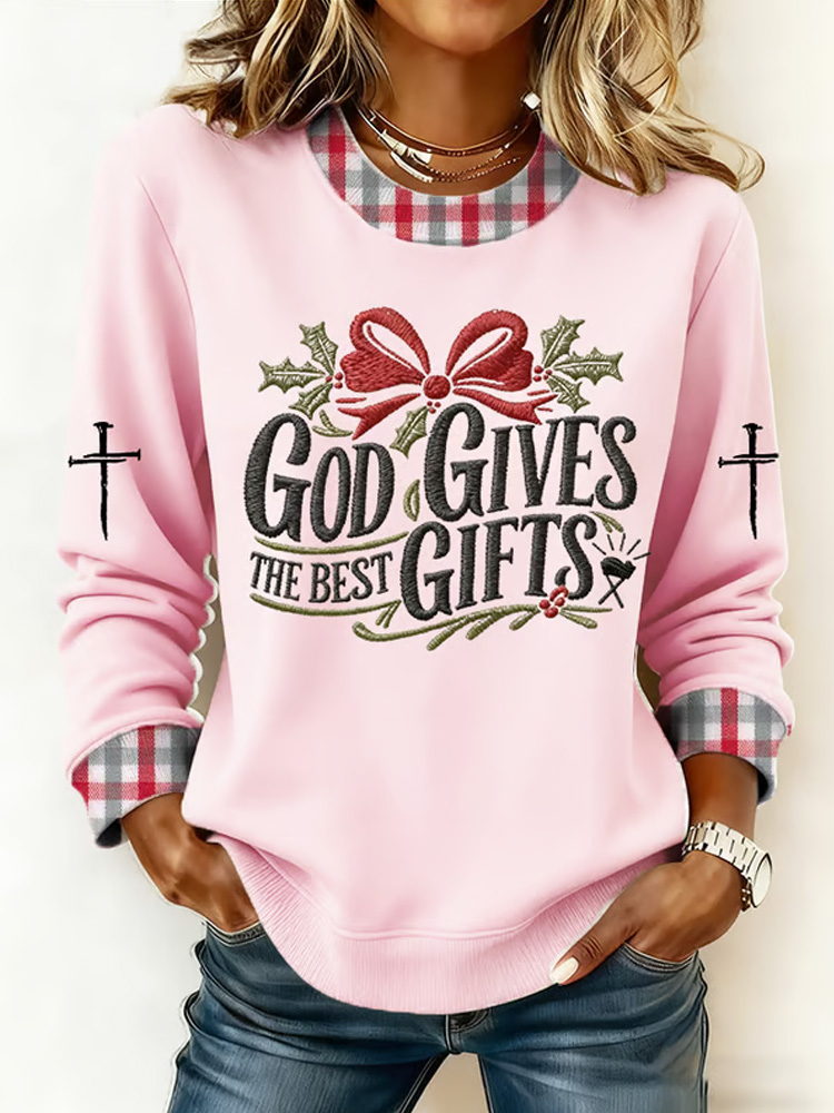 Women's Christmas Faith Print Crew Neck Sweatshirt wearshes