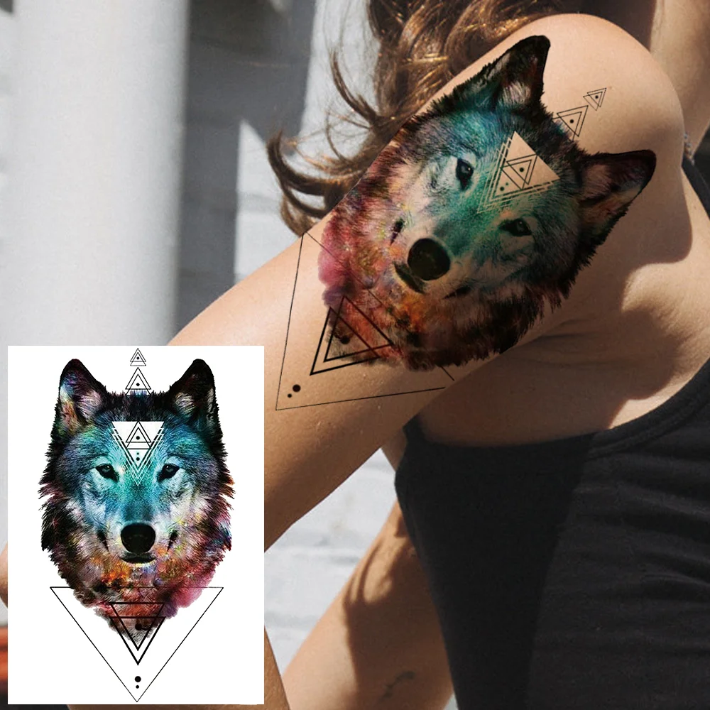 Sdrawing High Quality Lion Tiger Temporary Tattoos For Men Boys Realistic Fake Black Waterproof Tattoos Decal For Adult Party Supplies