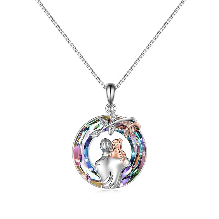 For Granddaughter - S925 When Life Tries to Knock You Down This Old Lion will always Have Your Back Crystal Necklace