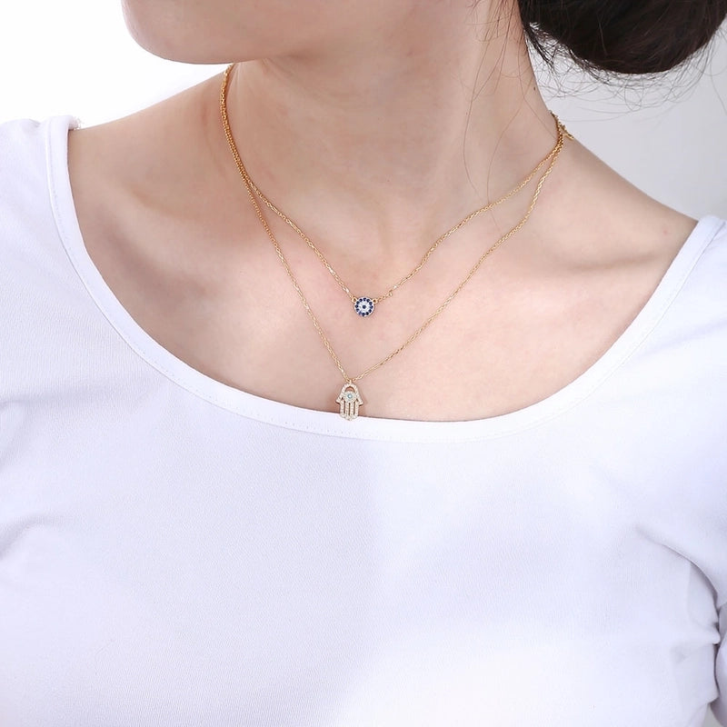 925 Sterling Silver Rhinestones Cable Chain Inlay Devil’S Eye Layered Necklaces