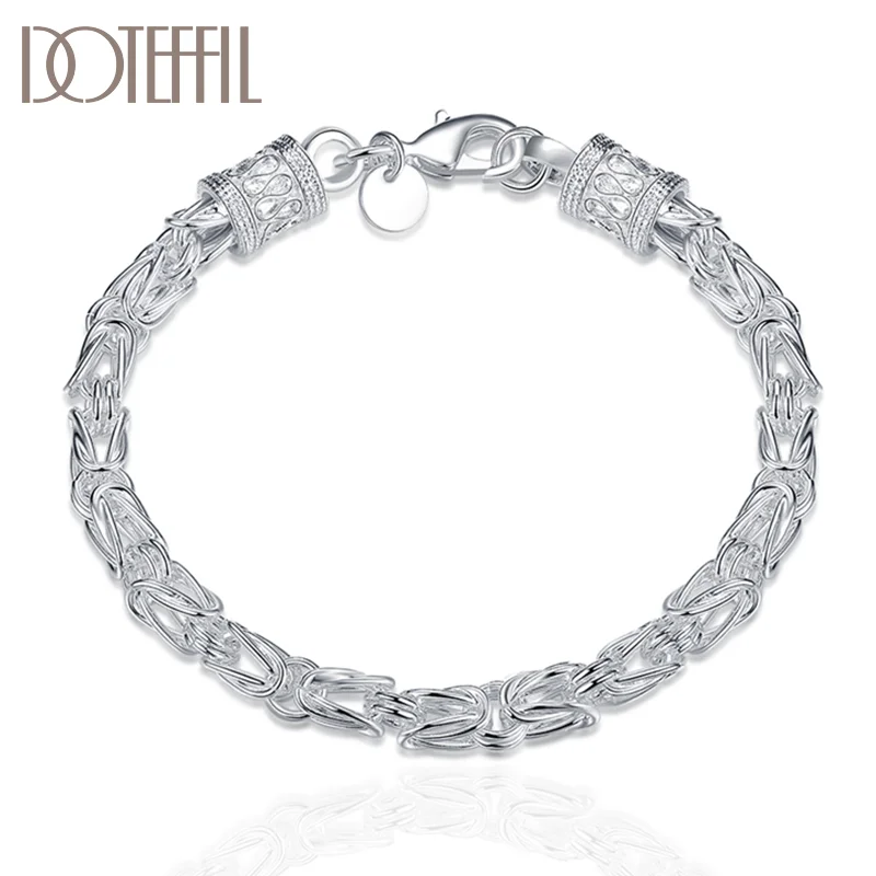 DOTEFFIL 925 Sterling Silver Lobster Clasp Bracelet For Woman Jewelry